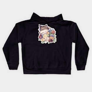 Lone Wolf With Flowers Kids Hoodie